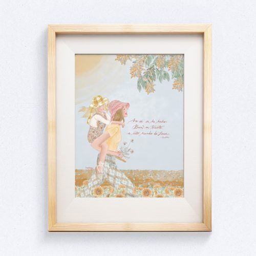 Lámina mamá y niña girasoles